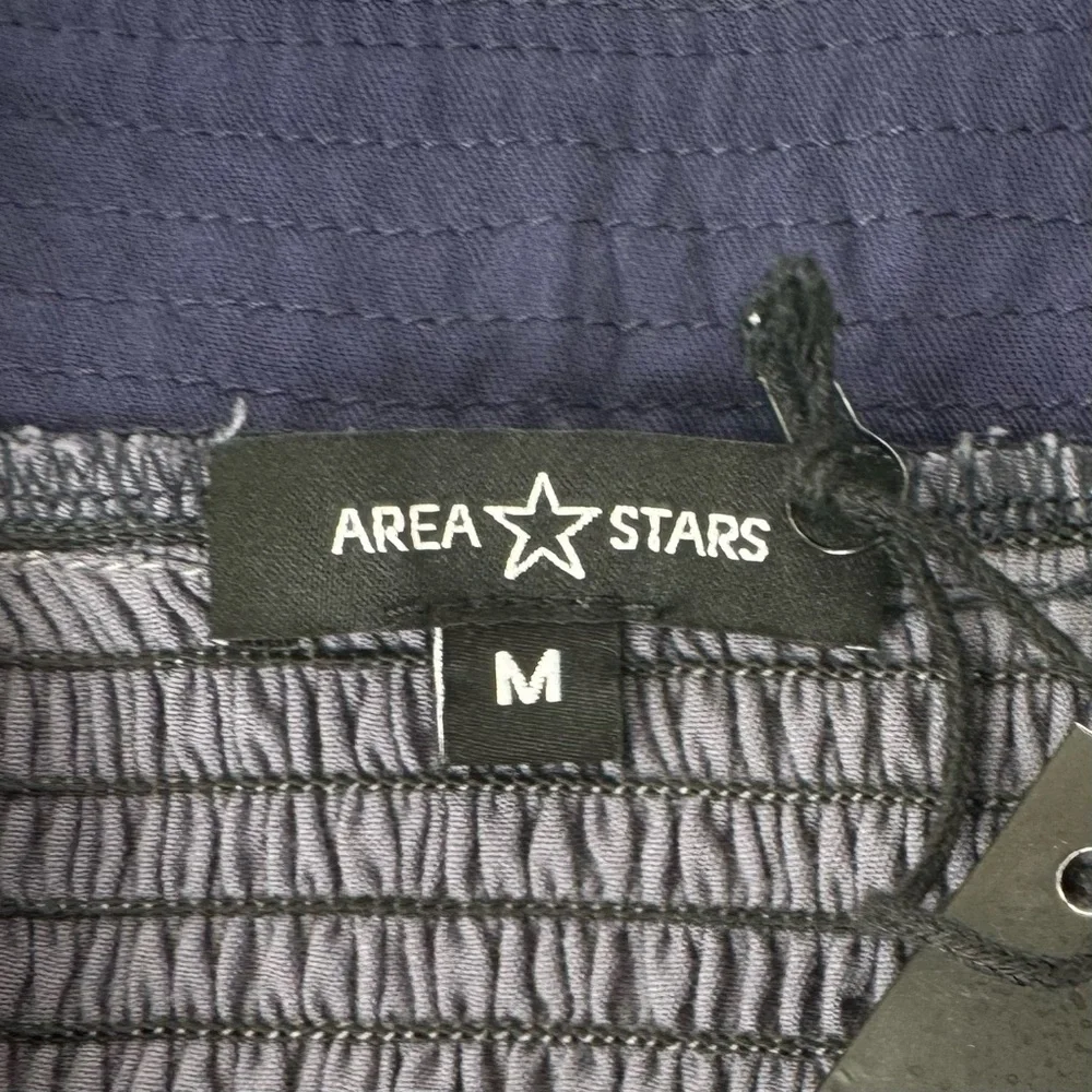 Area Stars Navy Ruffled Puff Sleeve Cropped Blouse - Picture 5 of 8